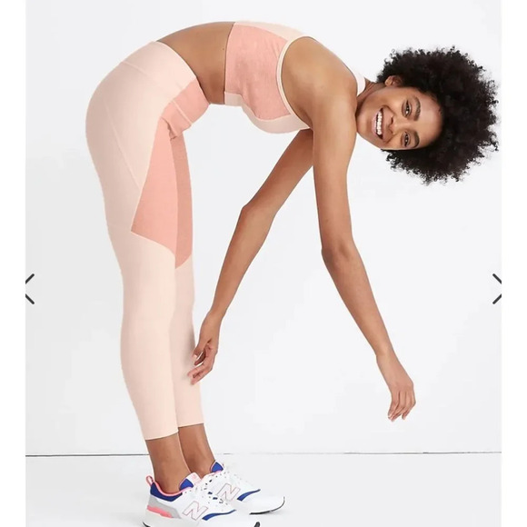 Madewell X Outdoor Voices® 3/4 Warmup Two Tone Pink Leggings Size Large - Picture 3 of 8